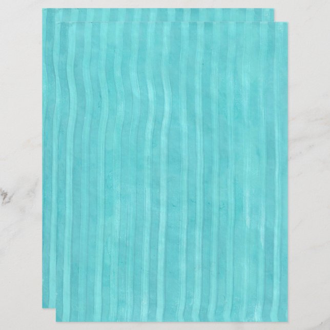 Wavy Türkis und Aquamarine Wavy Lines Scrapbook Pa (Vorne/Hinten)