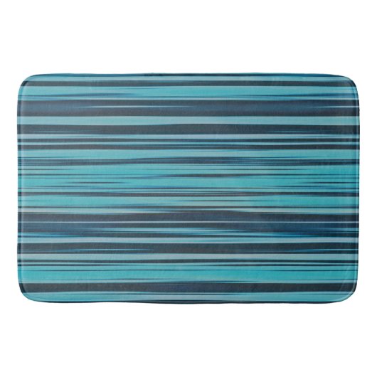 Wavy Türkis und Blue Stripes Badematte (Vorderseite)