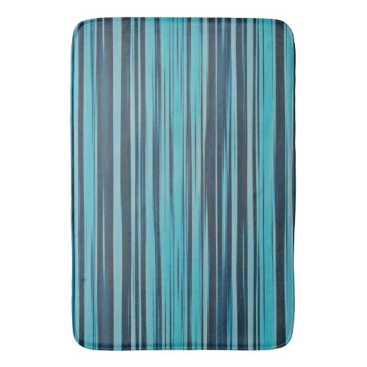 Wavy Türkis und Blue Stripes Badematte (Vorderseite Vertikal)