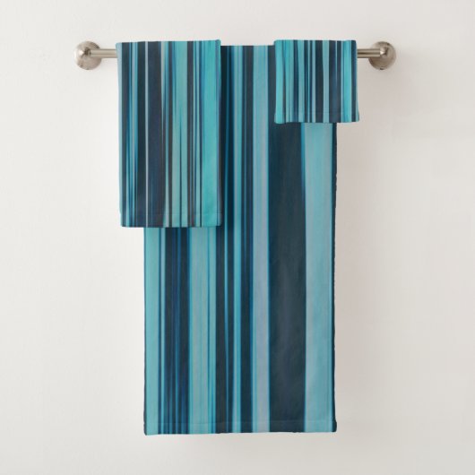 Wavy Türkis und Blue Stripes Badhandtuch Set (Insitu)