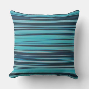 Wavy Türkis und Blue Stripes Kissen