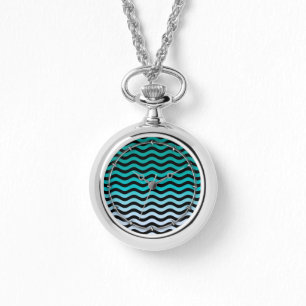 Wavy Turquoise Stripes Armbanduhr