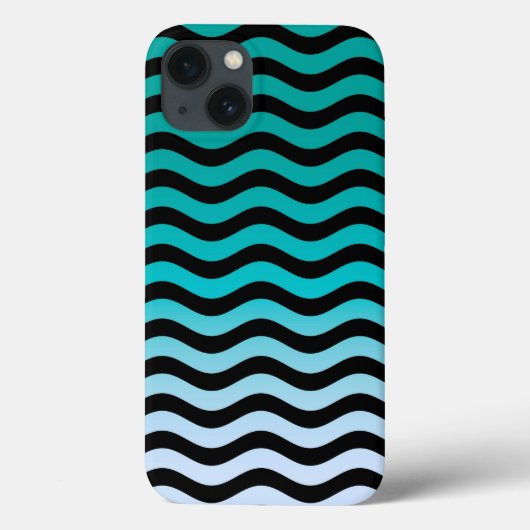 Wavy Turquoise Stripes Case-Mate iPhone Hülle (Rückseite)