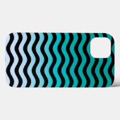 Wavy Turquoise Stripes Case-Mate iPhone Hülle (Rückseite (Horizontal))