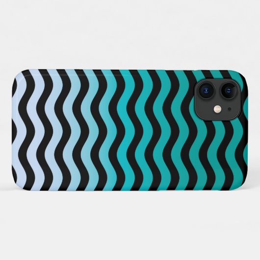 Wavy Turquoise Stripes Case-Mate iPhone Hülle (Rückseite (Horizontal))