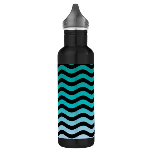 Wavy Turquoise Stripes Edelstahlflasche (Links)