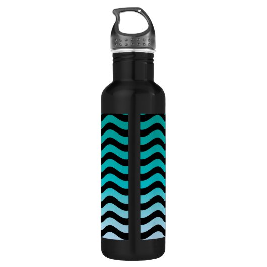 Wavy Turquoise Stripes Edelstahlflasche (Rückseite)