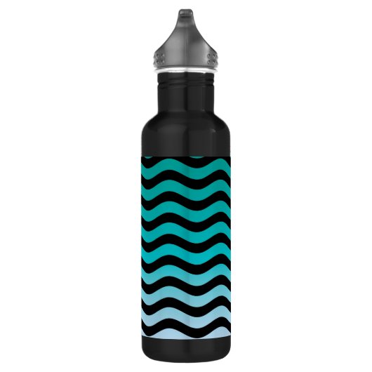 Wavy Turquoise Stripes Edelstahlflasche (Rechts)