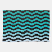 Wavy Turquoise Stripes Handtuch (Horizontal)