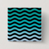 Wavy Turquoise Stripes Pattern Button (Vorderseite)