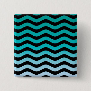 Wavy Turquoise Stripes Pattern Button