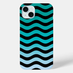 Wavy Turquoise Stripes Pattern iPhone 15 Mini Hülle