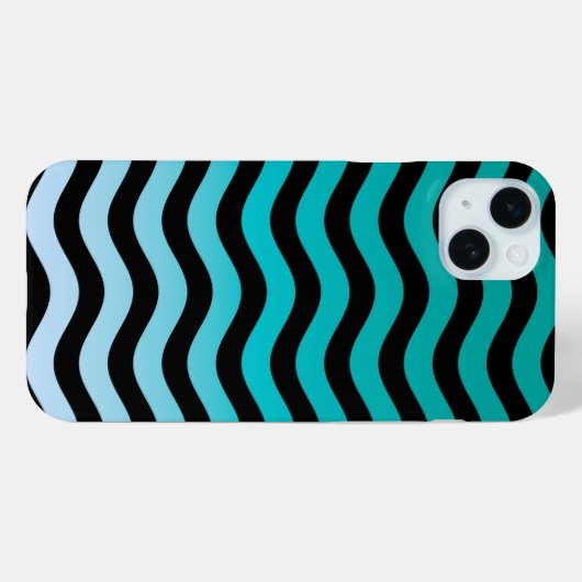 Wavy Turquoise Stripes Pattern Case-Mate iPhone Hülle (Rückseite (Horizontal))