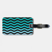 Wavy Turquoise Stripes Pattern Gepäckanhänger (Rückseite horizontal)