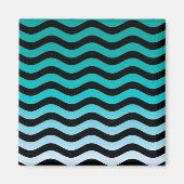 Wavy Turquoise Stripes Pattern Magnet (Vorne)
