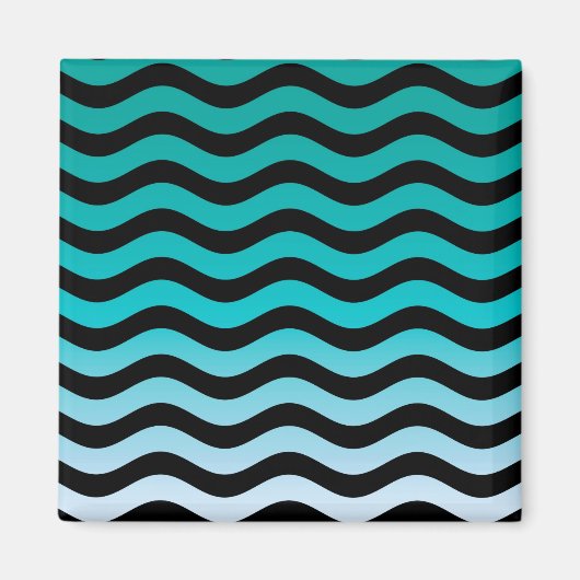 Wavy Turquoise Stripes Pattern Magnet (Vorne)