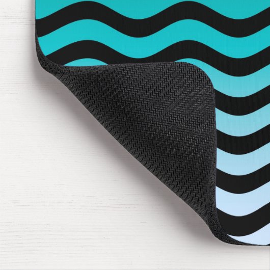 Wavy Turquoise Stripes Pattern Mousepad (Ecke)