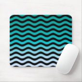 Wavy Turquoise Stripes Pattern Mousepad (Mit Mouse)
