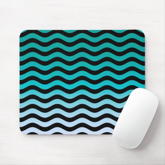Wavy Turquoise Stripes Pattern Mousepad (Mit Mouse)