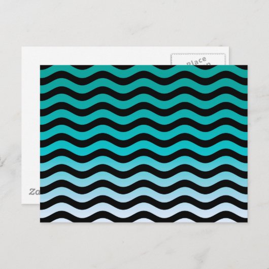 Wavy Turquoise Stripes Pattern Postkarte (Vorne/Hinten)