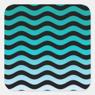 Wavy Turquoise Stripes Quadratischer Aufkleber