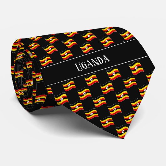 Wavy Uganda Flag Pattern  Krawatte (Gerollt)