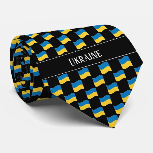 Wavy Ukraine Flag Pattern  Krawatte (Gerollt)