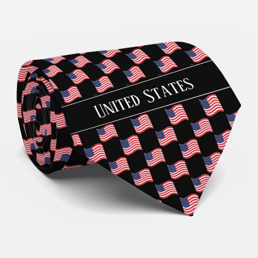 Wavy United States Flag Pattern Krawatte (Gerollt)