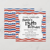 Wavy-US Flagge-Muster Einladung (Vorne/Hinten)