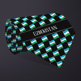 Wavy Uzbekistan Flag Pattern Krawatte