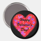 Wavy Valentine Day Heart and Circles Magnet (Vorderseite/Rückseite)