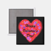 Wavy Valentine Day Heart and Circles Magnet (Vorderseite/Rückseite)