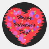 Wavy Valentine's Day Heart and Circles Classic Rou Runder Aufkleber (Vorderseite)