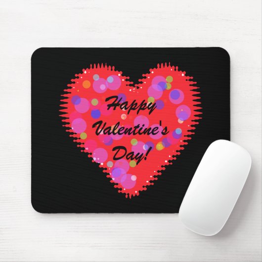 Wavy Valentine's Day Heart and Circles Maus Pad Mousepad (Mit Mouse)