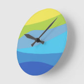Wavy Vibranful farbiges Design Blau Grün Gelb Runde Wanduhr (Winkel)