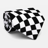 Wavy Warted Black and White Karos Krawatte (Gerollt)