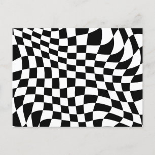 Wavy Warted Black and White Karos Postkarte
