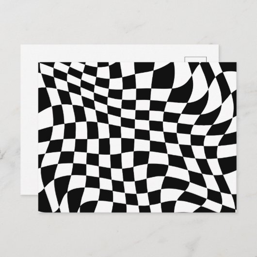 Wavy Warted Black and White Karos Postkarte (Vorne/Hinten)