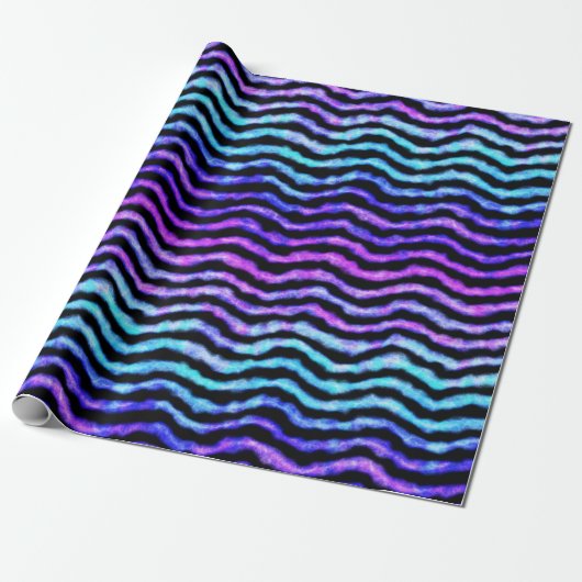 Wavy Wasserfarbe - cyan und lila : Geschenkpapier (Ungerollt)