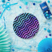 Wavy Wasserfarbe - cyan und lila : Pappteller (Party)