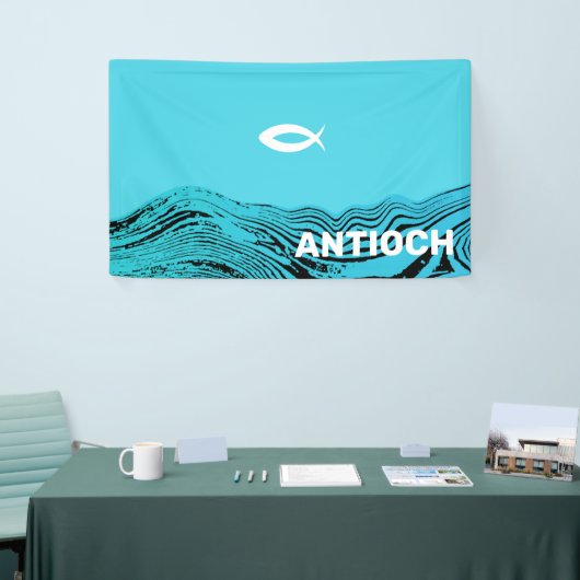 Wavy Waters Jesus Fish Banner (Messeveranstaltung)