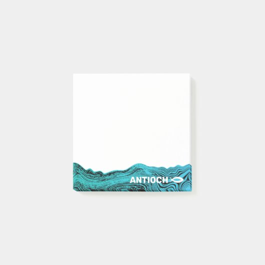 Wavy Waters Jesus Fish Post-it Klebezettel (Vorderseite)