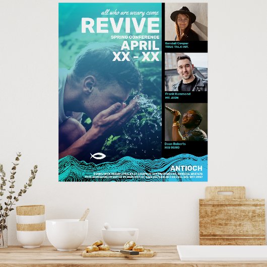 Wavy Waters Jesus Fish Poster (Küche)