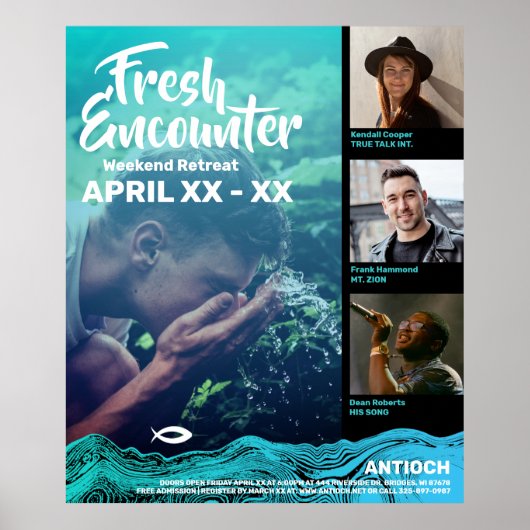 Wavy Waters Jesus Fish Poster (Vorne)