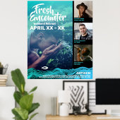 Wavy Waters Jesus Fish Poster (Heimbüro)