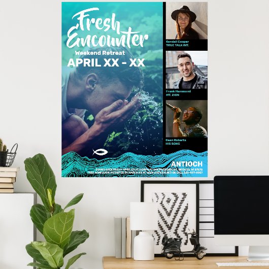 Wavy Waters Jesus Fish Poster (Heimbüro)