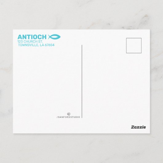 Wavy Waters Jesus Fish Postkarte (Rückseite)