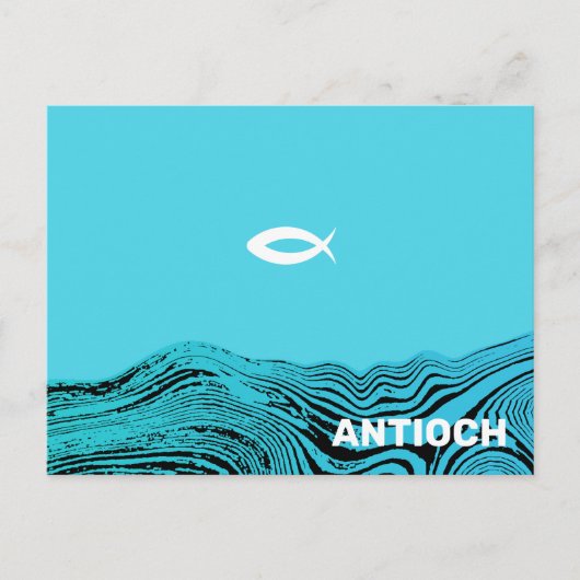 Wavy Waters Jesus Fish Postkarte (Vorderseite)