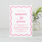 Wavy Wedding Pink Foto Einladung (Stehend Vorderseite)