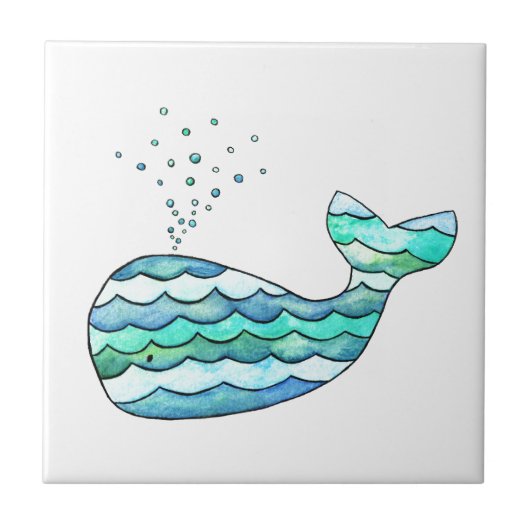 Wavy Whale Fliese (Vorderseite)
